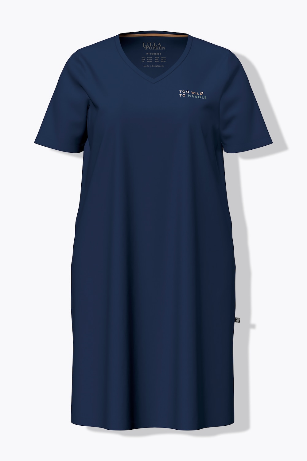 Stora storlekar Lång t-shirt med tropiskt motiv, Dam, blå, storlek: 50/52, Bomull, Ulla Popken