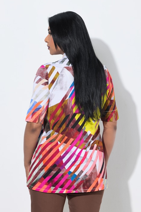 Slinky shirt, strepen, A-lijn, kelkkraag, korte mouw