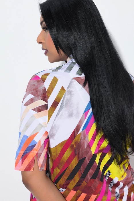 Slinky shirt, strepen, A-lijn, kelkkraag, korte mouw