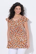 Blus, leopardmönster, volang, A-linjemodell, v-ringning, ärmlös