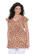 Halenka, leopardí vzor, volánky, áčkový střih, V výstřih, bez rukávů