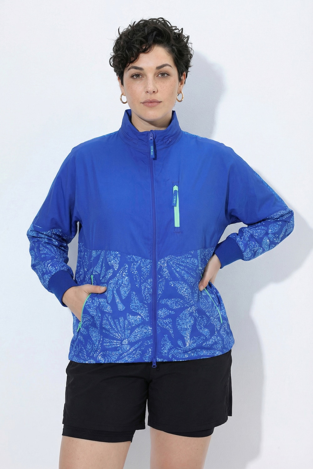 Outdoor-Jacke, Korallen, Stehkragen, Kapuze, LSF 50+