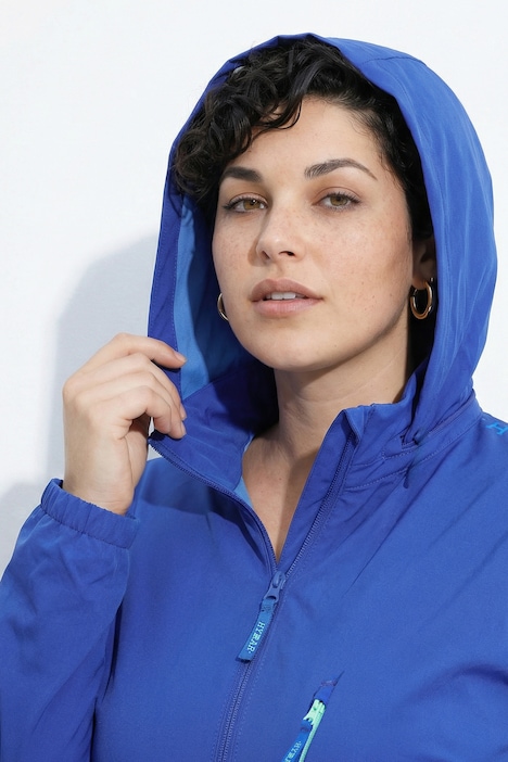Outdoor-Jacke, Korallen, Stehkragen, Kapuze, LSF 50+
