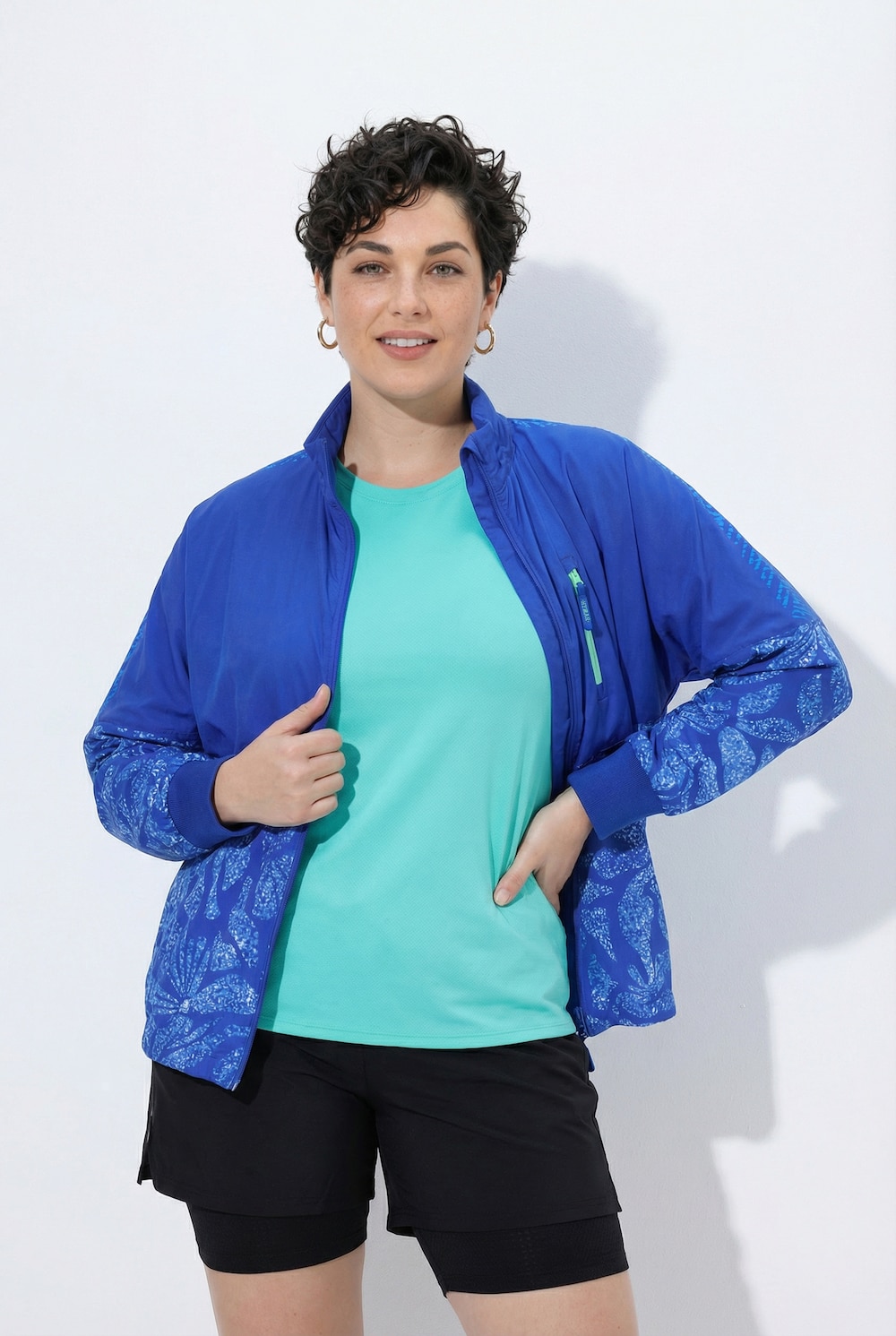 Outdoor-Jacke, Korallen, Stehkragen, Kapuze, LSF 50+