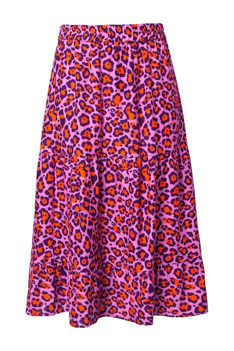 Maxi sukně, mušelín, leopardí vzor, áčkový střih, elastický pas