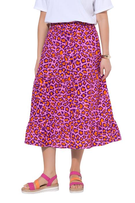 Maxi sukně, mušelín, leopardí vzor, áčkový střih, elastický pas