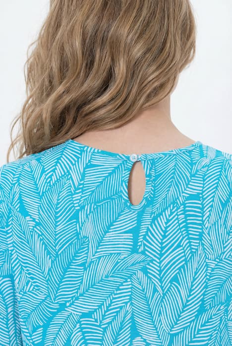 Jerseykleid, Blätter, A-Linie, Rundhals, Halbarm