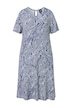 Žerzejové šaty, listy, áčkový střih, kulatý výstřih, polodlouhý rukáv