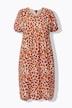 Mousseline jurk, luipaardpatroon, A-lijn, V-hals, korte mouwen