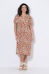 Mousseline jurk, luipaardpatroon, A-lijn, V-hals, korte mouwen