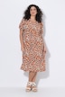 Mousseline jurk, luipaardpatroon, A-lijn, V-hals, korte mouwen