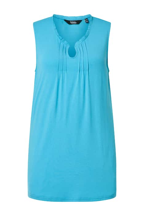 Dlouhý top, záhyby, stojáček, V výstřih, bez rukávů