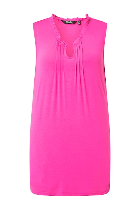 Dlouhý top, záhyby, stojáček, V výstřih, bez rukávů