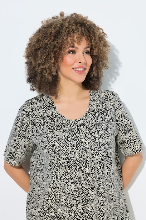 T-Shirt, Giraffe, A-Linie, V-Ausschnitt, Halbarm