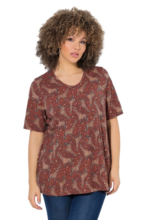 Tričko, žirafa, áčkový střih, V výstřih, polo rukávy