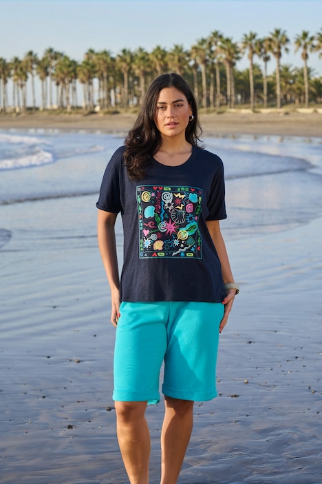 T-shirt, motiefprint, oversized, ronde hals, korte mouwen