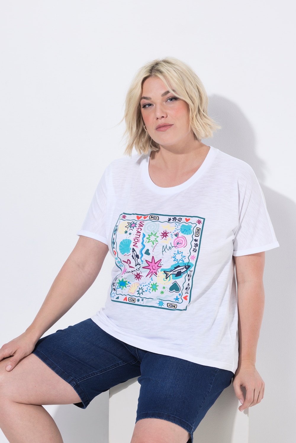 T-Shirt, Motivdruck, Oversized, Rundhals, Halbarm