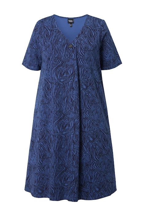 Šaty, zebří vzor, áčkový střih, V výstřih, polo rukávy