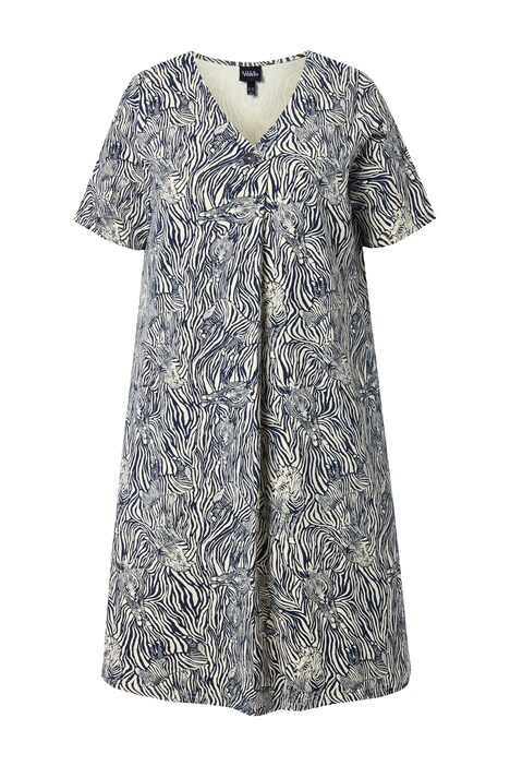 Šaty, zebří vzor, áčkový střih, V výstřih, polo rukávy