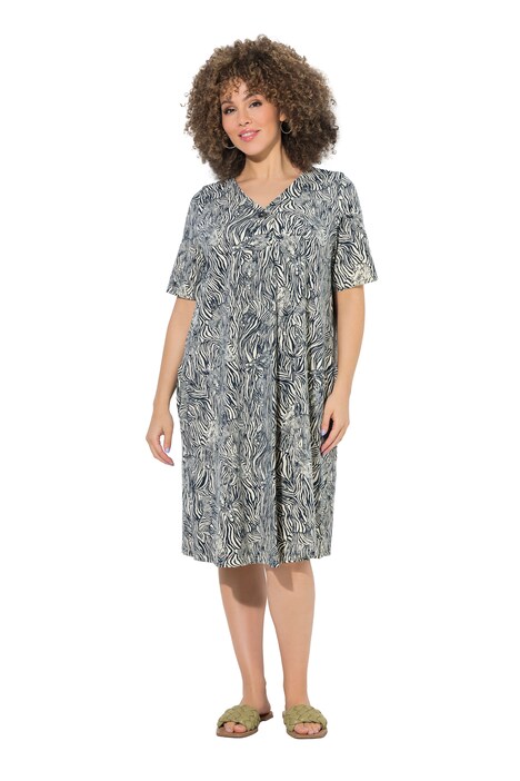 Šaty, zebří vzor, áčkový střih, V výstřih, polo rukávy