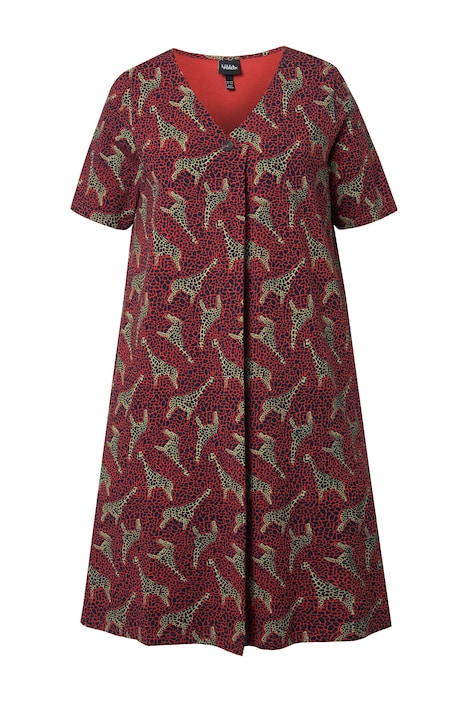 Šaty, zebří vzor, áčkový střih, V výstřih, polo rukávy