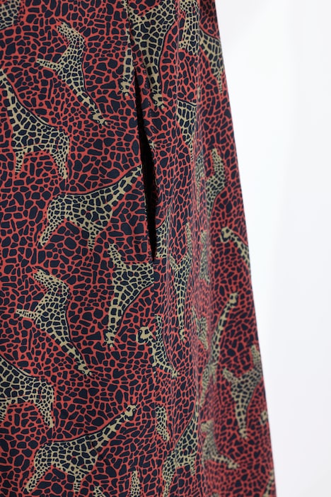 Kleid, Animalmuster, A-Linie, V-Ausschnitt, Halbarm