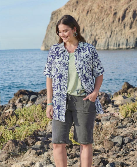 Floral Paisley Fringed Hem Muslin Blouse