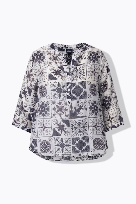 Tunika, Kachelmuster, Tunika-Ausschnitt, 3/4-Arm