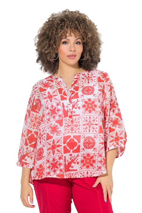 Tunika, geometrický vzor, tunikový výstřih, 3/4 rukáv