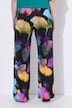 Pantalon slinky, motif ginkgo, plis, taille élastiquée