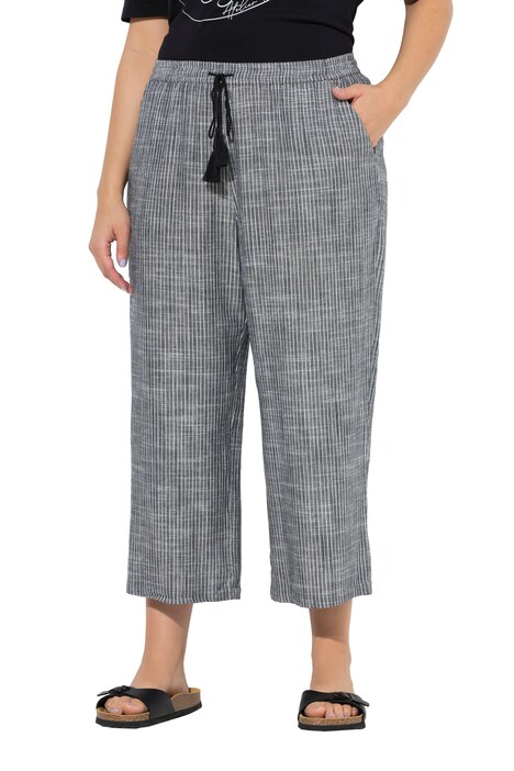 Kalhoty culotte Rose, pruhy, směs lněné látky, široké nohavice