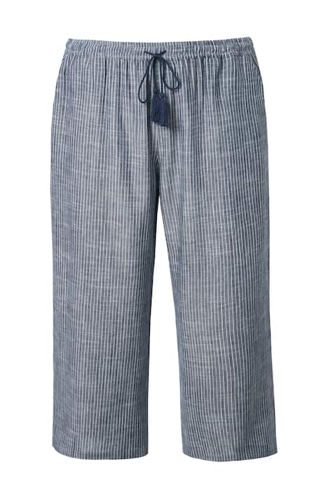 Kalhoty culotte Rose, pruhy, směs lněné látky, široké nohavice