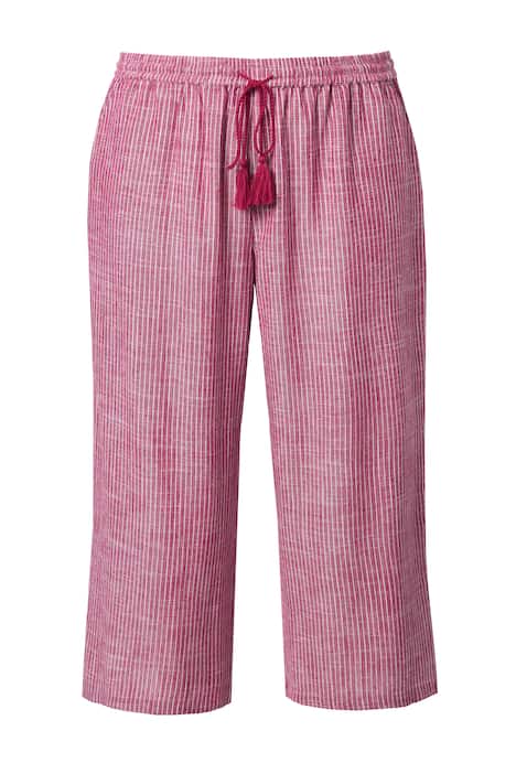Kalhoty culotte Rose, pruhy, směs lněné látky, široké nohavice