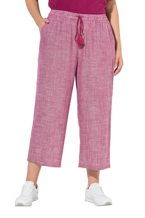 Kalhoty culotte Rose, pruhy, směs lněné látky, široké nohavice