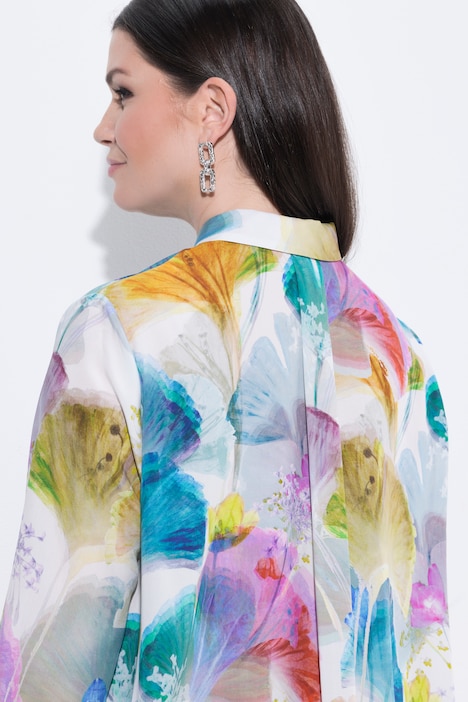 Lyocell-Bluse, Zipfelsaum, Hemdkragen, 3/4-Arm