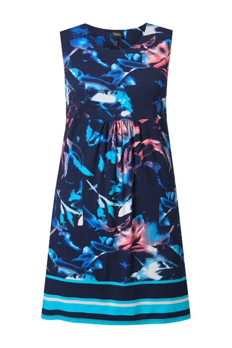 Žerzejové šaty, áčkový střih, kulatý výstřih, bez rukávů, kapsy