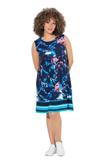 Žerzejové šaty, áčkový střih, kulatý výstřih, bez rukávů, kapsy