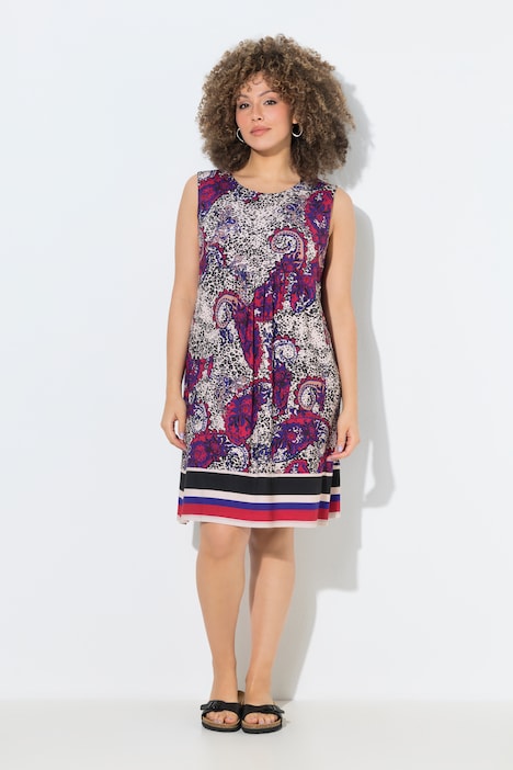 Jersey jurk, A-lijn, ronde hals, mouwloos, zakken