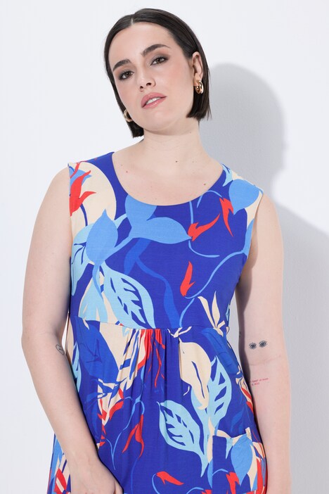 Robe en jersey sans manches, poches et décolleté rond, coupe évasée