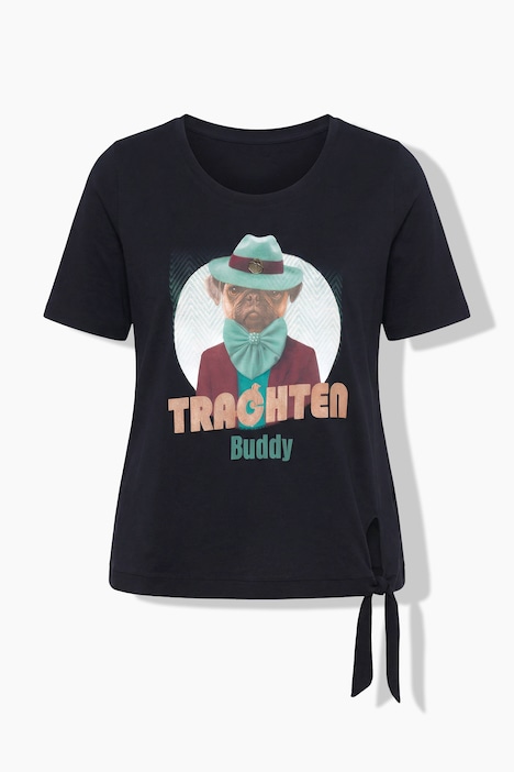 T-Shirt, Mops, Classic, Rundhals, Halbarm, Saumband