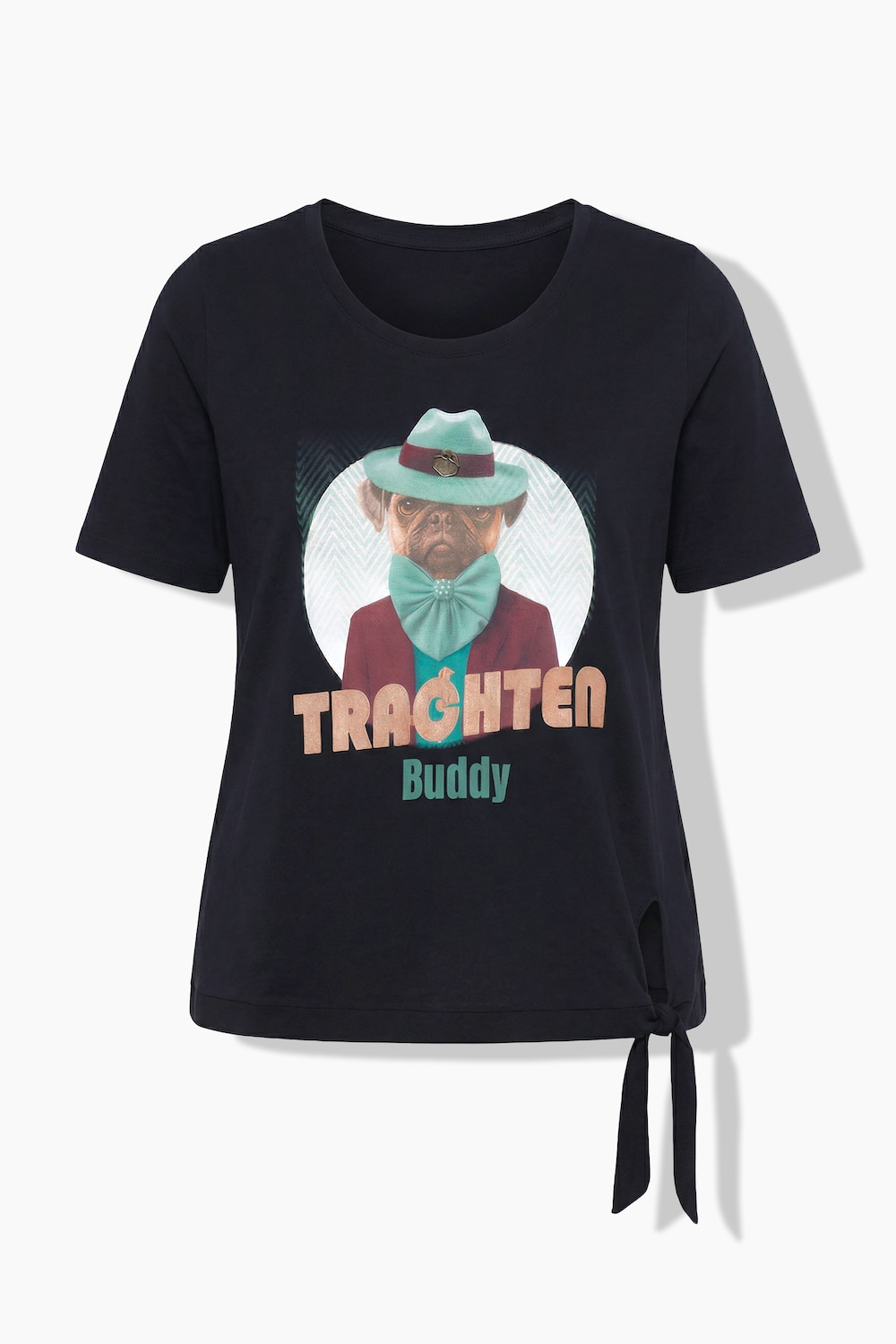 T-Shirt, Mops, Classic, Rundhals, Halbarm, Saumband