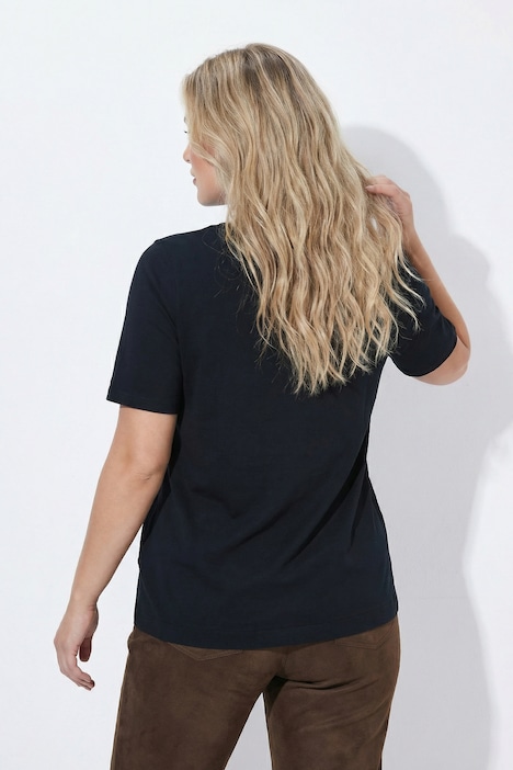 T-Shirt, Mops, Classic, Rundhals, Halbarm, Saumband