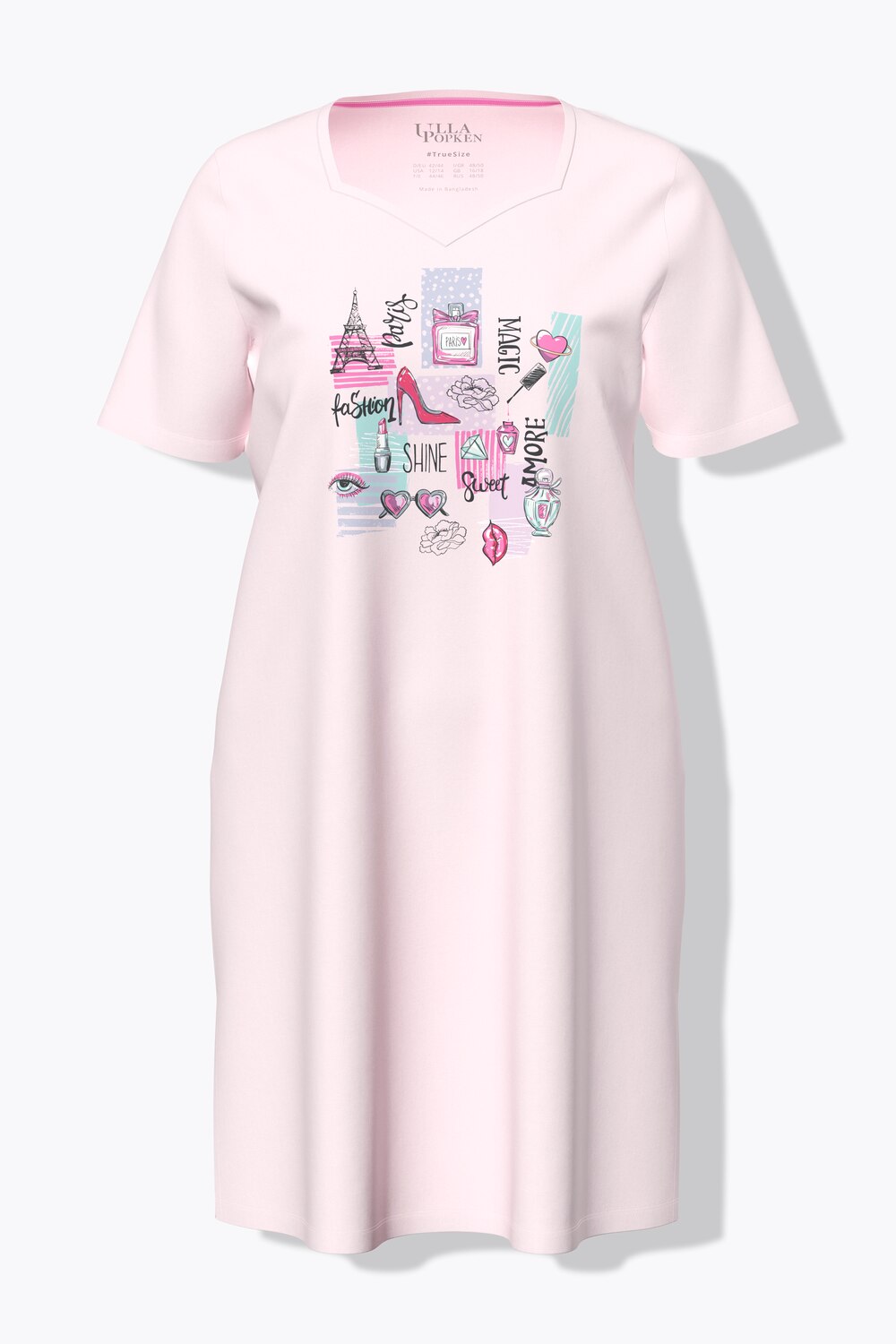 Stora storlekar Stor t-shirt med modemotiv, Dam, rosa, storlek: 54/56, Bomull, Ulla Popken