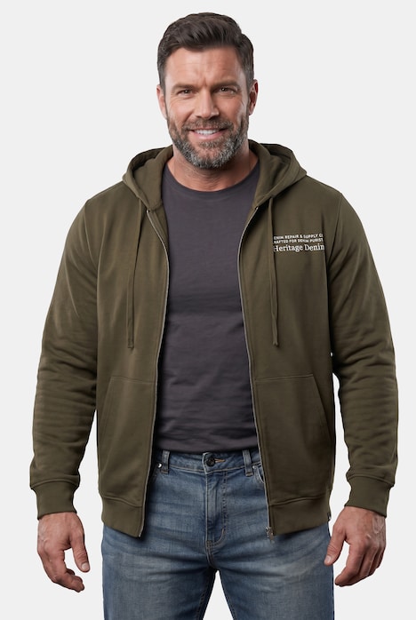 Men+ Sweatjacke, Kapuze, Print, Kängurutasche, bis 8 XL