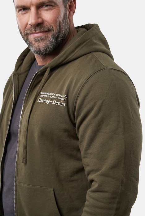 Men+ Sweatjacke, Kapuze, Print, Kängurutasche, bis 8 XL