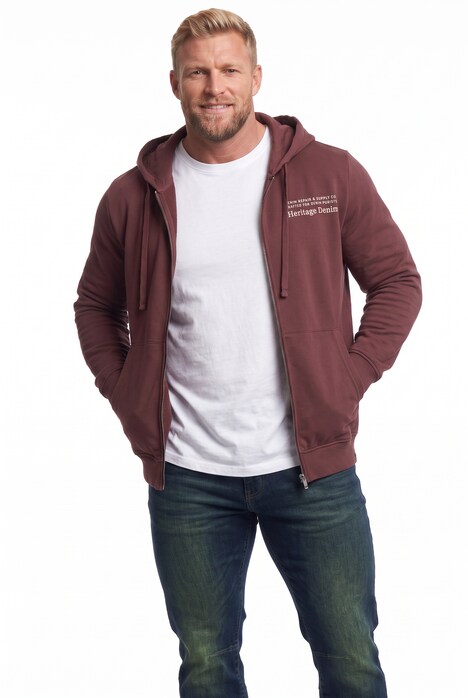 Men+ Sweatjacke, Kapuze, Print, Kängurutasche, bis 8 XL