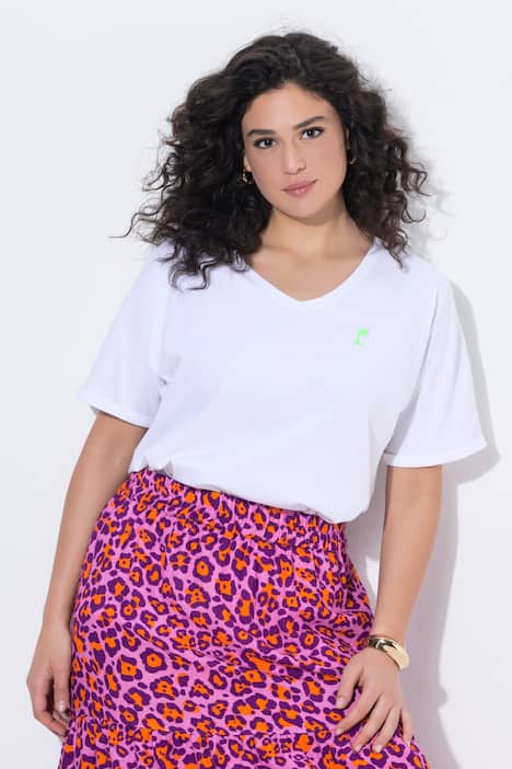 T-shirt, motyw z tyłu, oversize, okrągły dekolt, rękaw 1/2