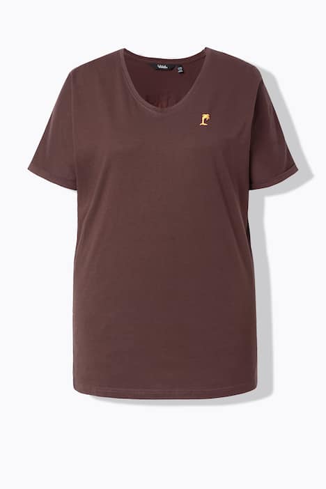 T-shirt, motyw z tyłu, oversize, okrągły dekolt, rękaw 1/2