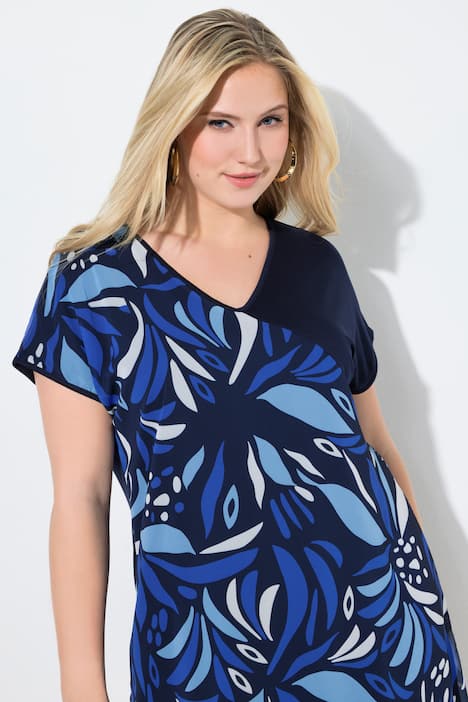 Abstract Floral Chiffon Panel Dress