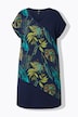 Tropical Leaf Print Chiffon Panel Dress